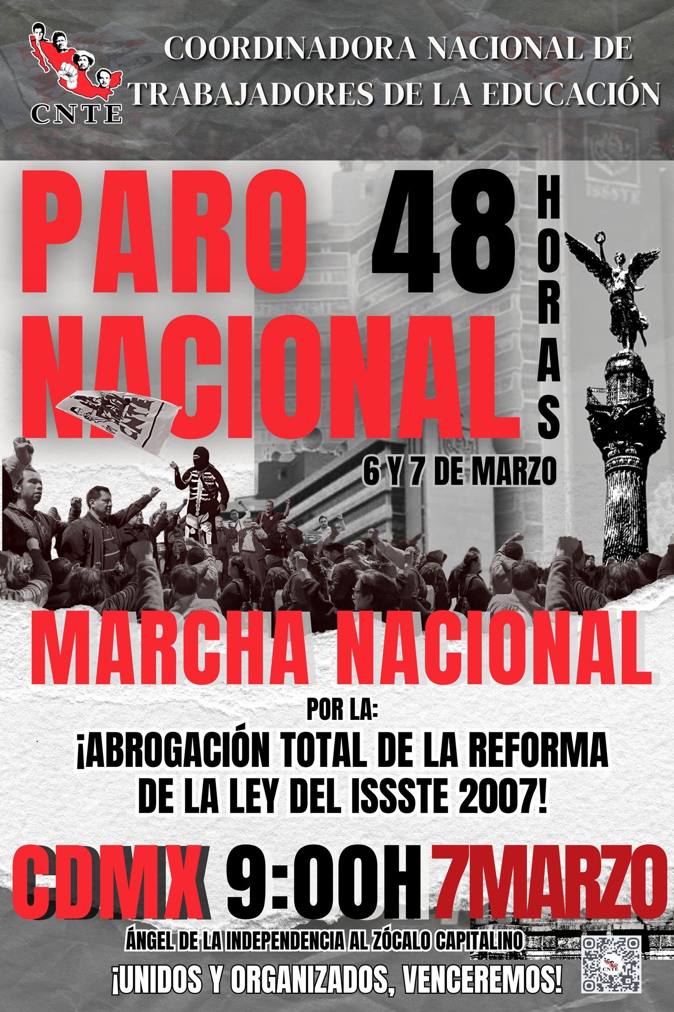 La CNTE prepara un paro nacional de 48 horas este 6 de marzo y una megamarcha el 7 de marzo.