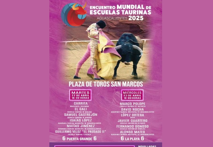 La Unión Internacional de Escuelas de Tauromaquia, participarán seis toreros mexicanos.