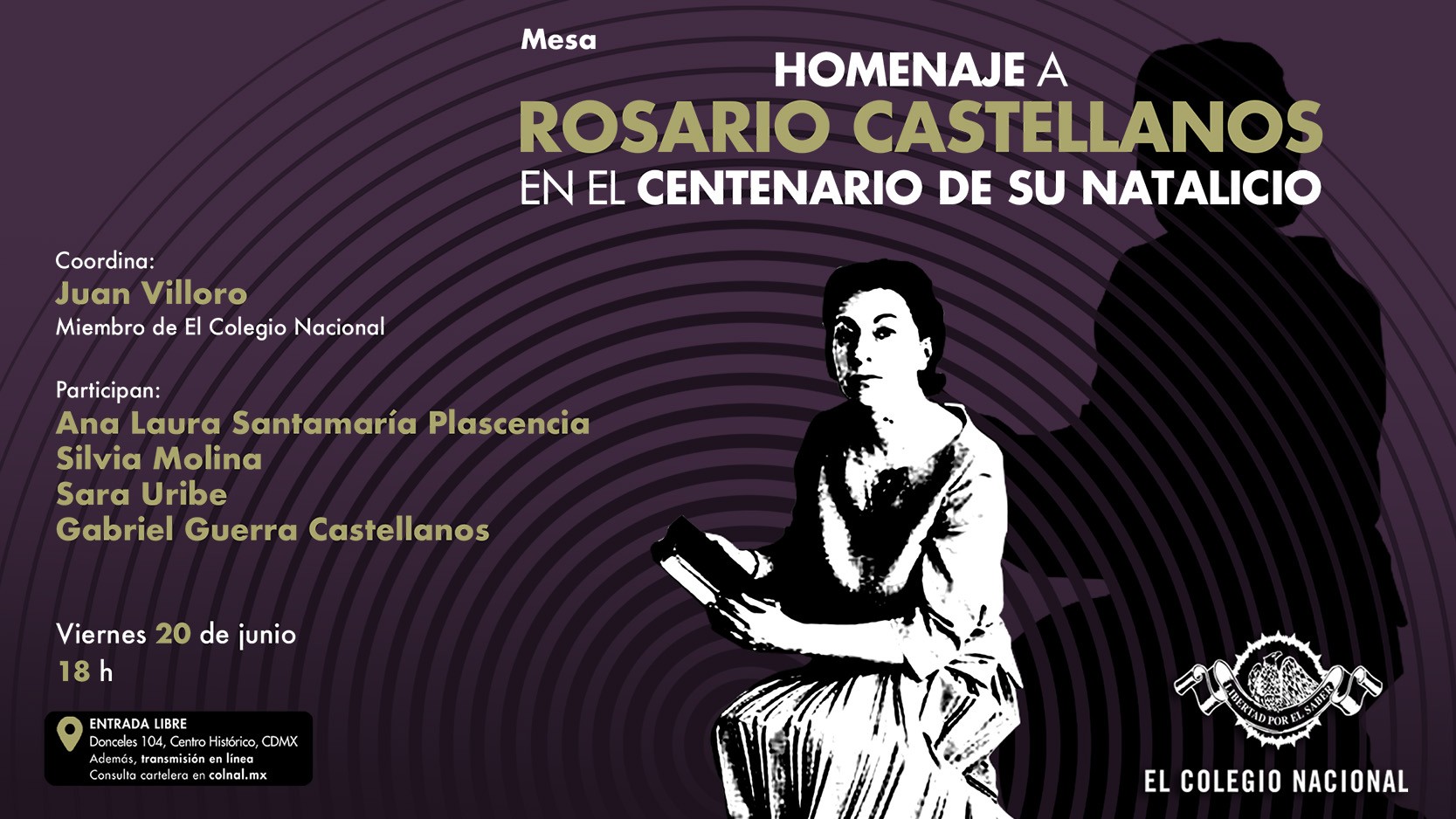 El Colegio Nacional celebrará homenaje a Rosario Castellanos