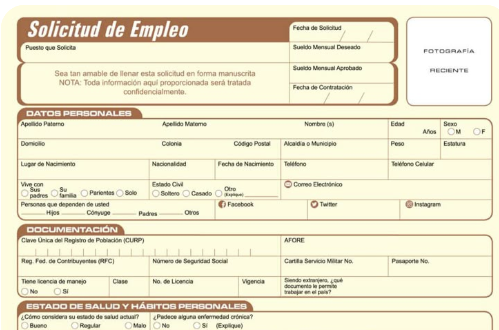 solicitud de empleo