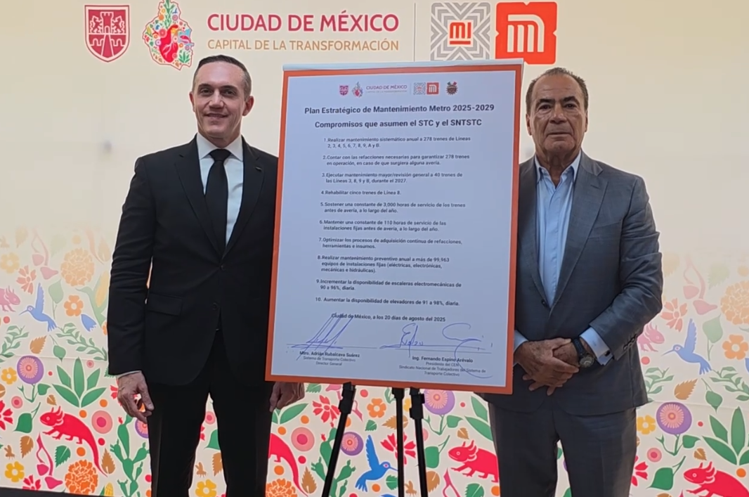 Dirección del Metro y Sindicato firmal plan estatégico de mantenimiento 2025-2029