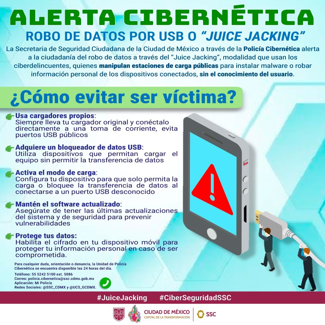 Consejos para evitar el robo de datos “juice jacking”