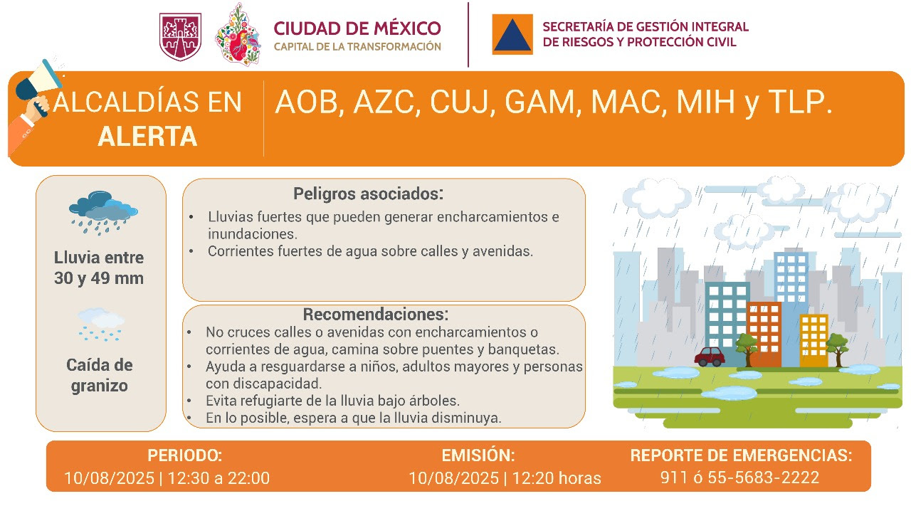 se activa Alerta Naranja por pronóstico de lluvias fuertes