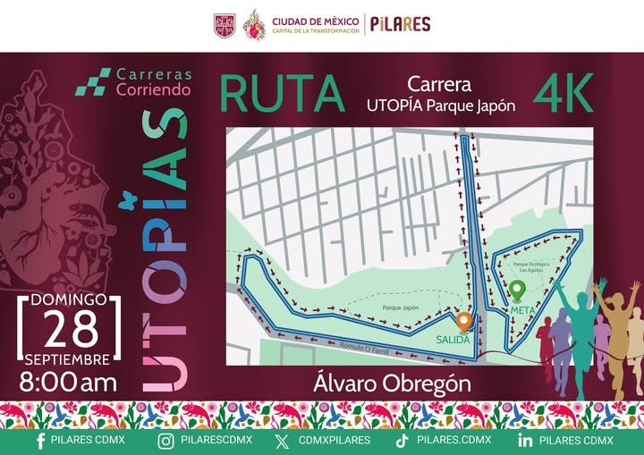 Esta es la ruta que seguirá la Carrera Utopías Parque Japón 4K de mañana