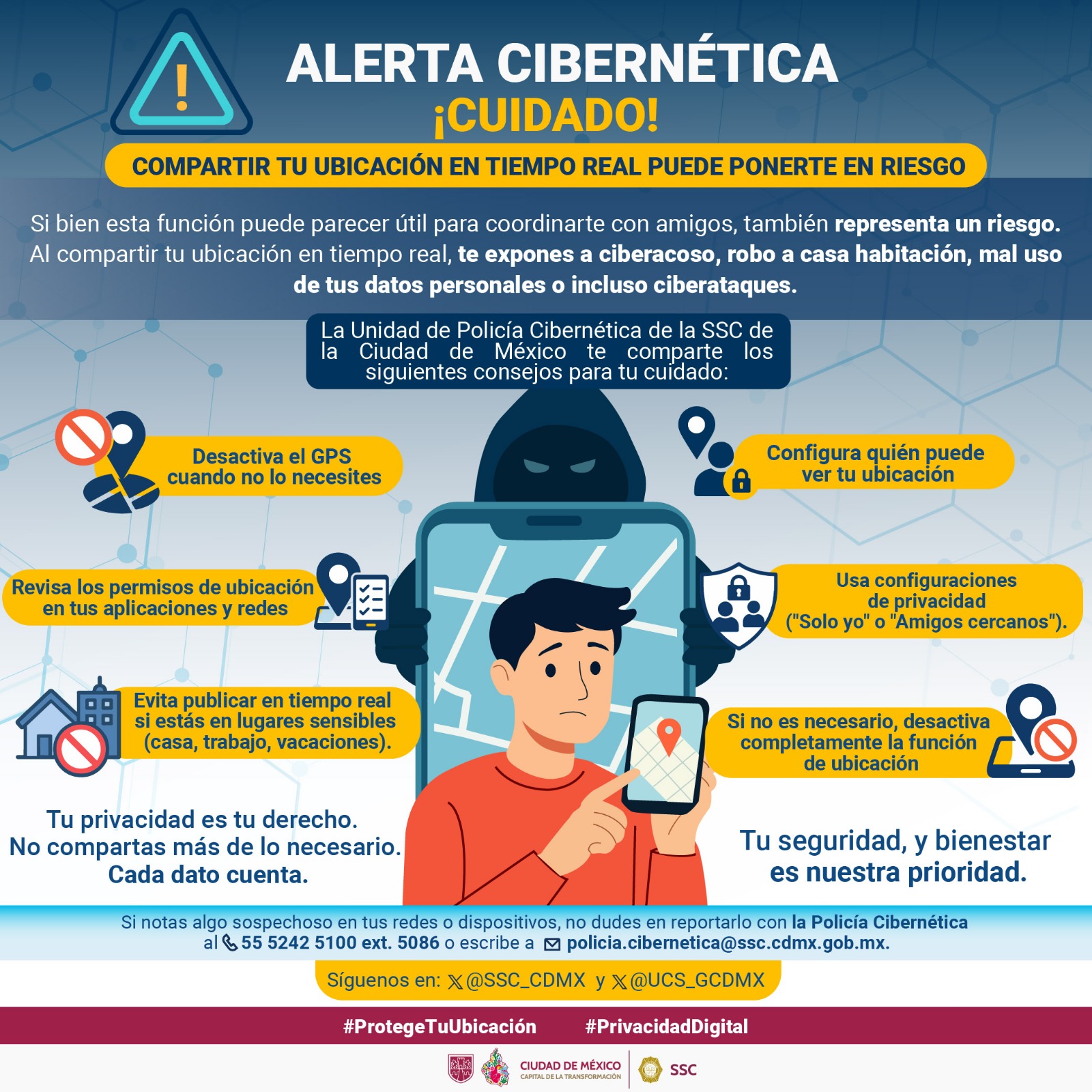 Despierta alarma el compartir ubicación en red social: SSC