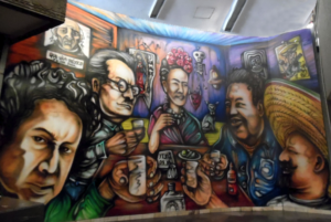 EN LA MESA DE LOS MURALISTAS MEXICANOS Autor: Alfredo Sagatori Estación: Insurgentes