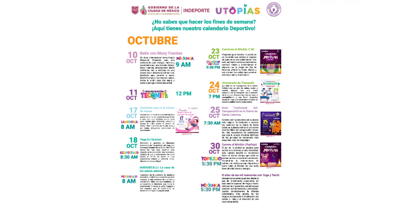 ¿Qué hacer en octubre en CDMX? Checa las caminatas, yoga y carreras de las Utopías